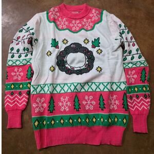 NWT Metazoo 2022 Ugly Christmas Sweater Pink Unique Size Large